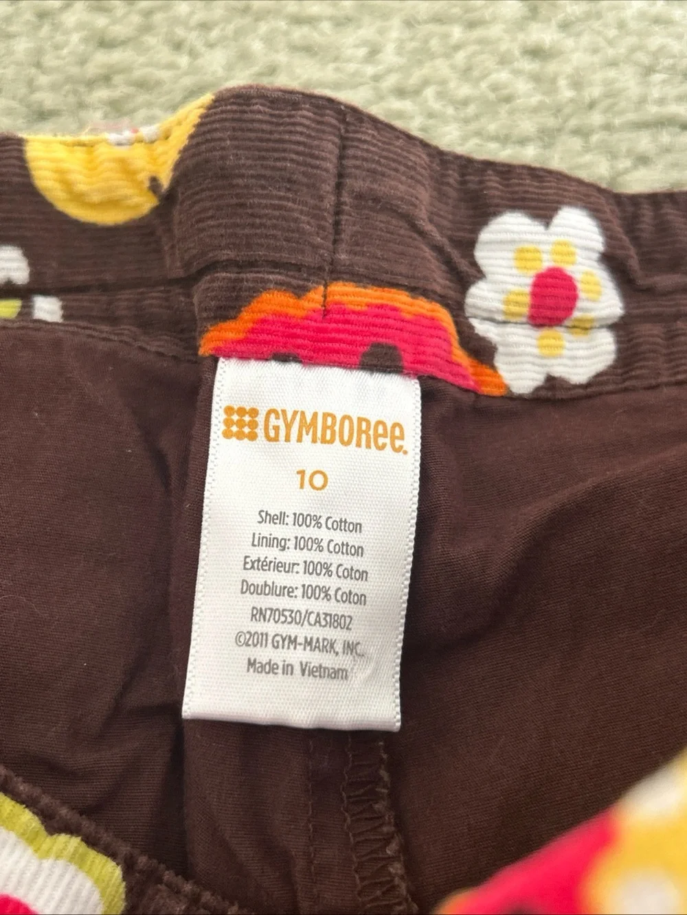 Vintage Gymboree Girls floral corduroy autumn skort size 10